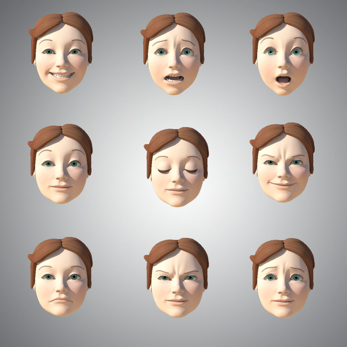 Girl with Morphs 3D model_4