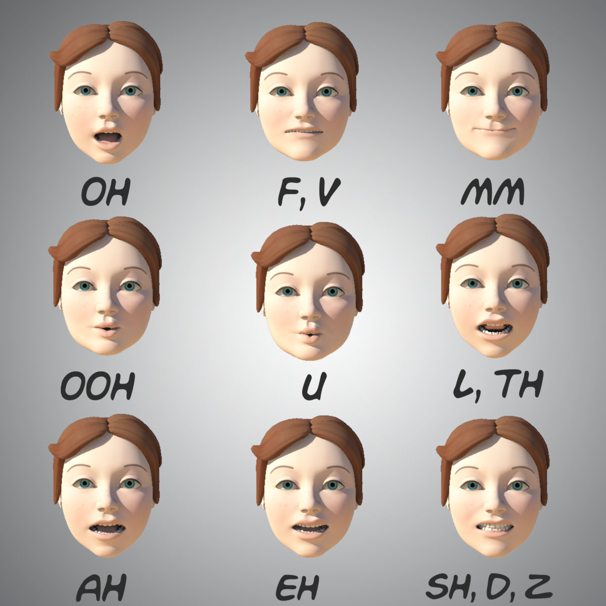 Girl with Morphs 3D model_5