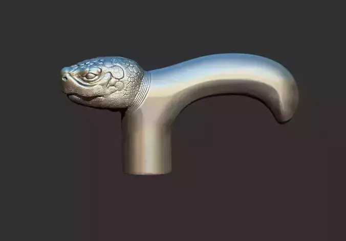 Turtle Head Walking Stick Handle 3D Printable Model CNC 