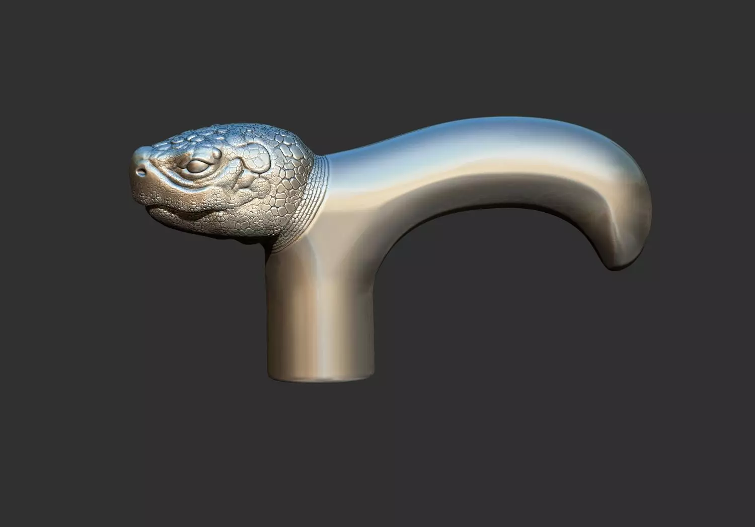 Turtle Head Walking Stick Handle 3D Printable Model CNC  3D print model_0