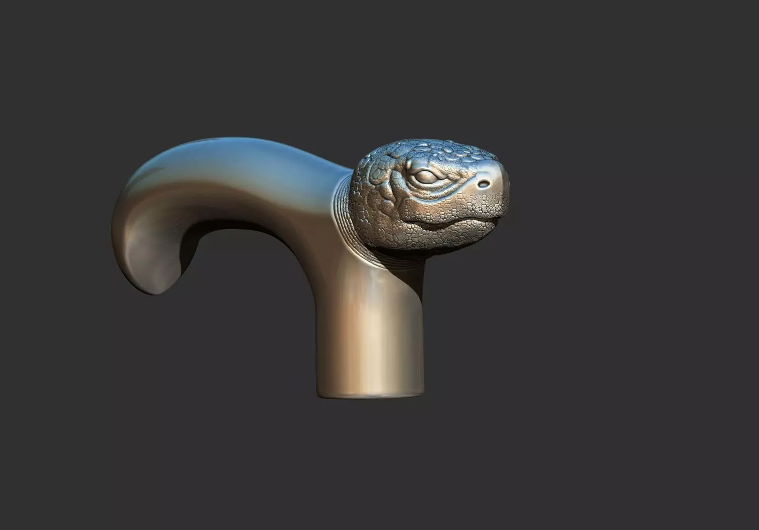 Turtle Head Walking Stick Handle 3D Printable Model CNC  3D print model_1