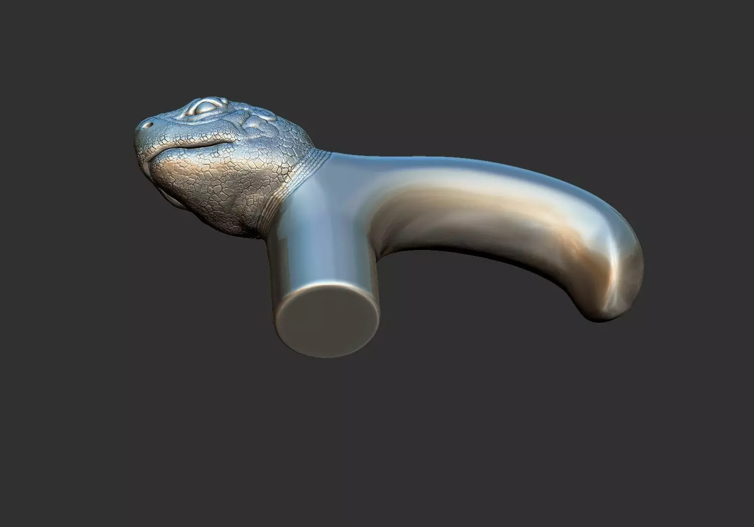 Turtle Head Walking Stick Handle 3D Printable Model CNC  3D print model_2