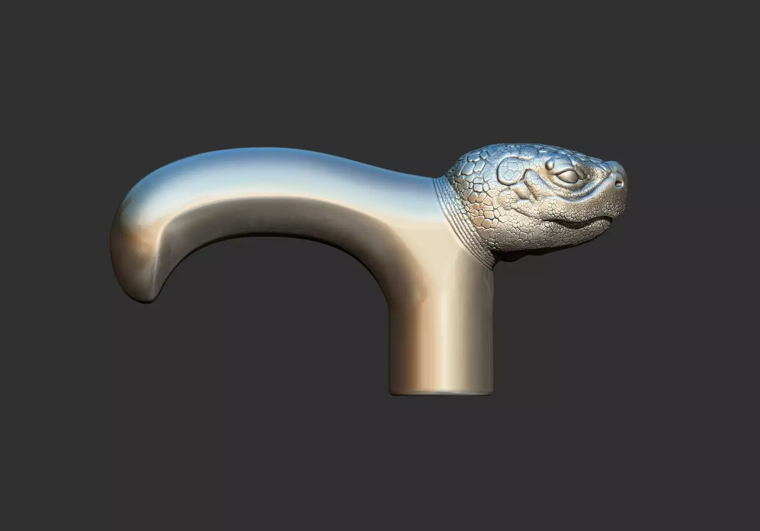 Turtle Head Walking Stick Handle 3D Printable Model CNC  3D print model_6