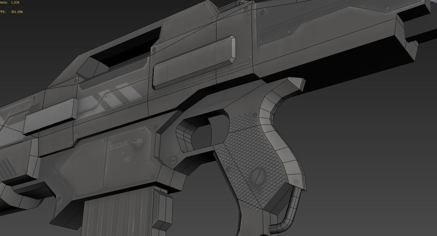 FPS Battle Riffle Low-poly 3D model_7