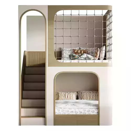Bunk bed for kids 011 3D model 2