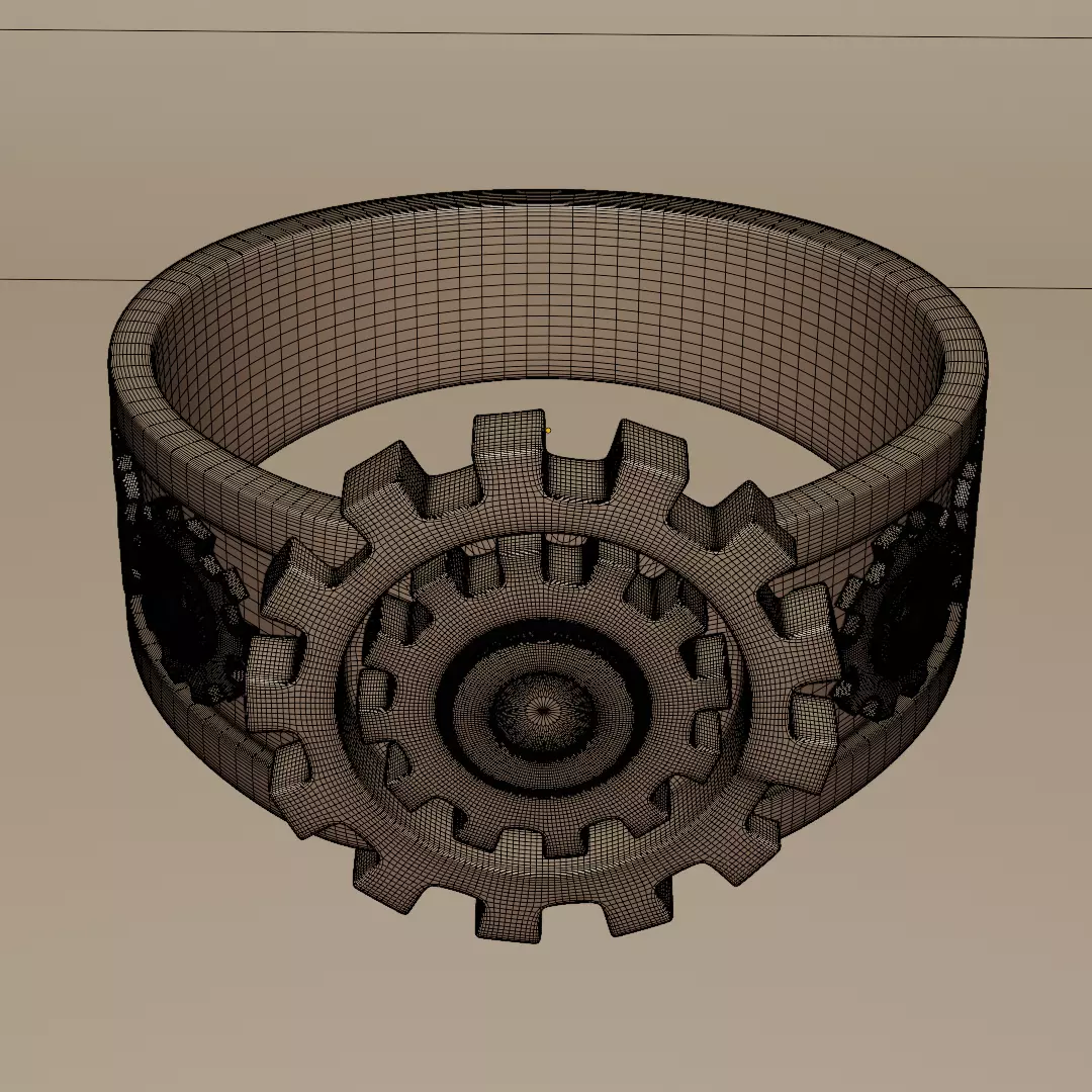Mechanical Gear Ring - Futuristic Industrial Jewelry Design 3D print model_9