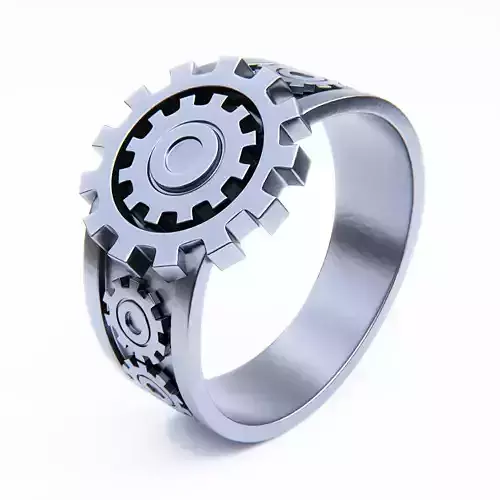 Mechanical Gear Ring - Futuristic Industrial Jewelry Design