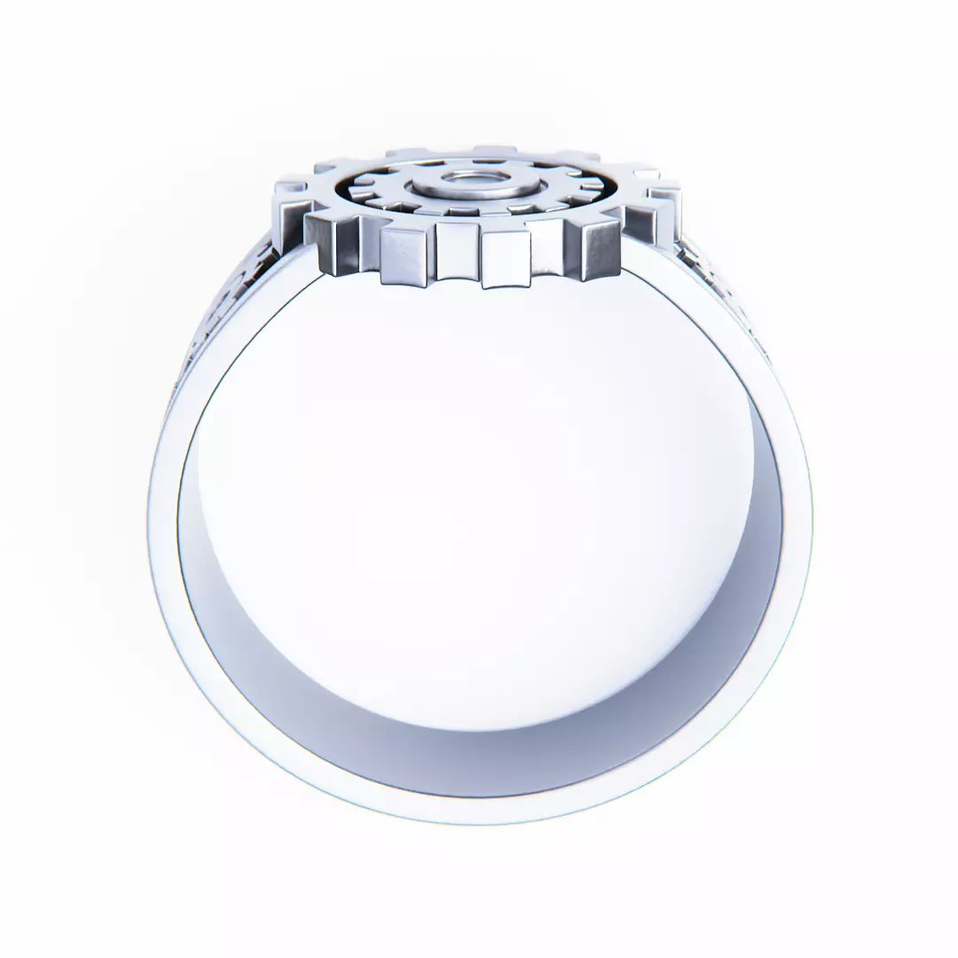 Mechanical Gear Ring - Futuristic Industrial Jewelry Design 3D print model_3