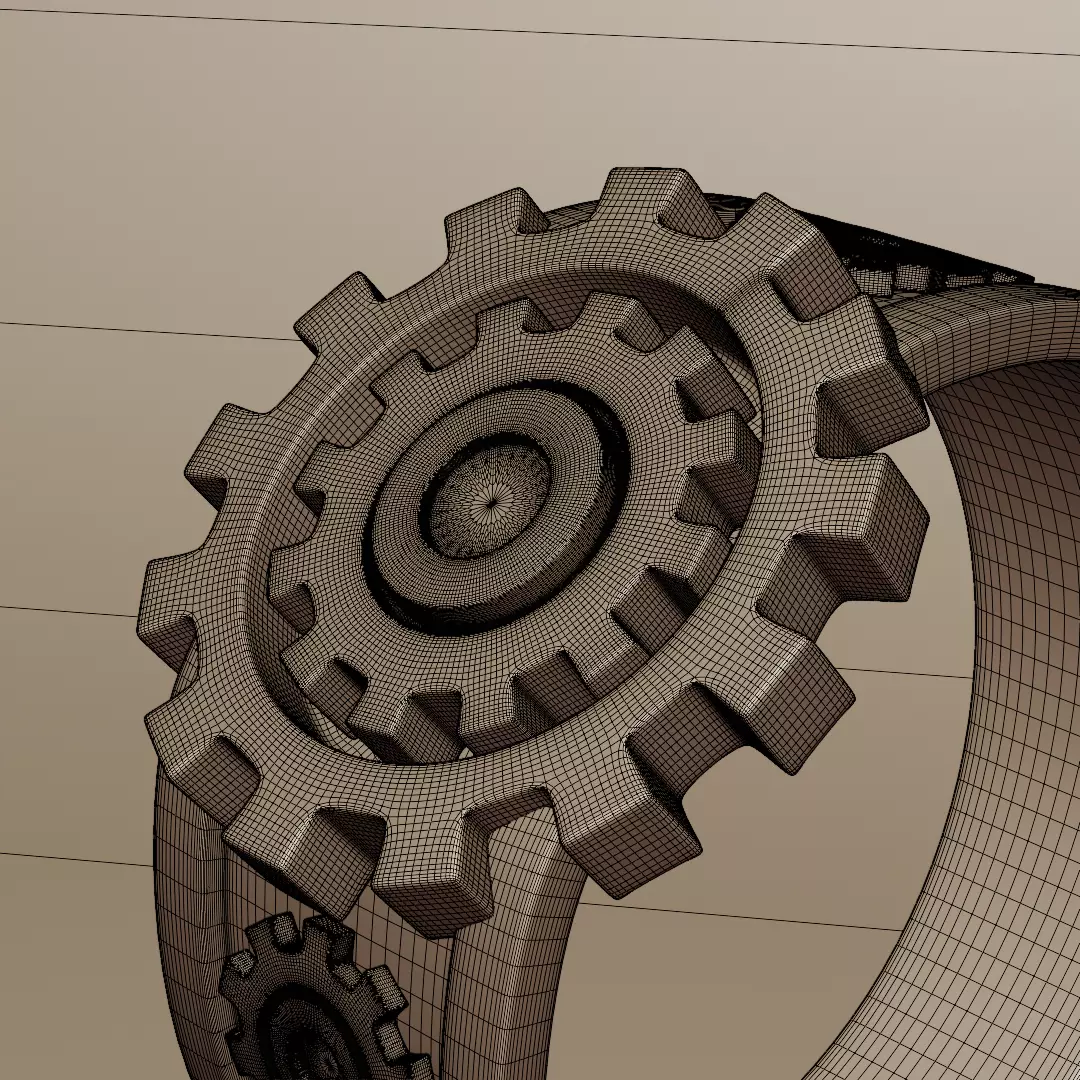 Mechanical Gear Ring - Futuristic Industrial Jewelry Design 3D print model_7