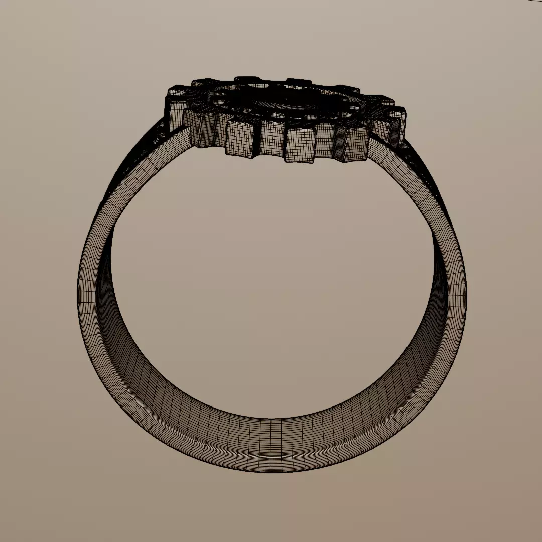 Mechanical Gear Ring - Futuristic Industrial Jewelry Design 3D print model_13