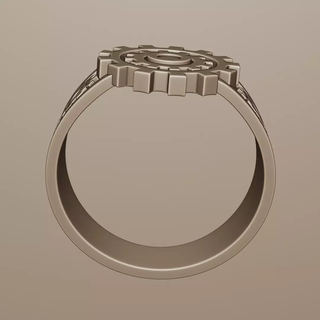 Mechanical Gear Ring - Futuristic Industrial Jewelry Design 3D print model_12