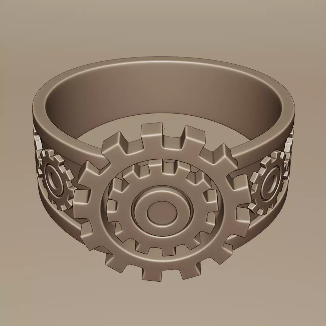 Mechanical Gear Ring - Futuristic Industrial Jewelry Design 3D print model_8