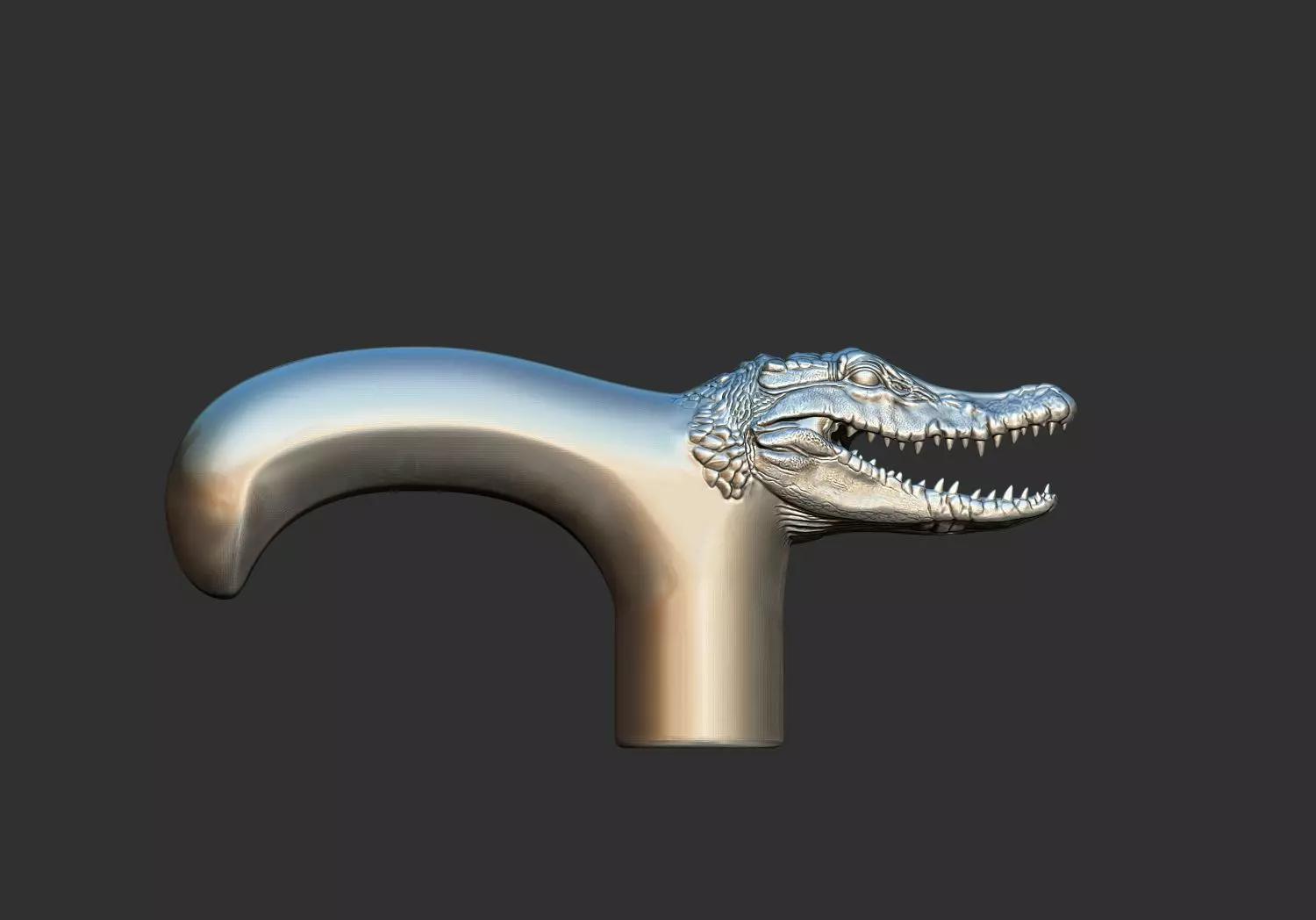 Alligator crocodile Walking Stick Handle 3D Printable Model CNC 3D print model