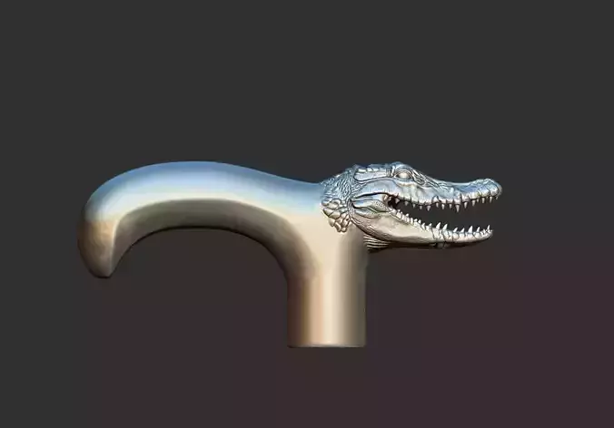 Alligator crocodile Walking Stick Handle 3D Printable Model CNC 