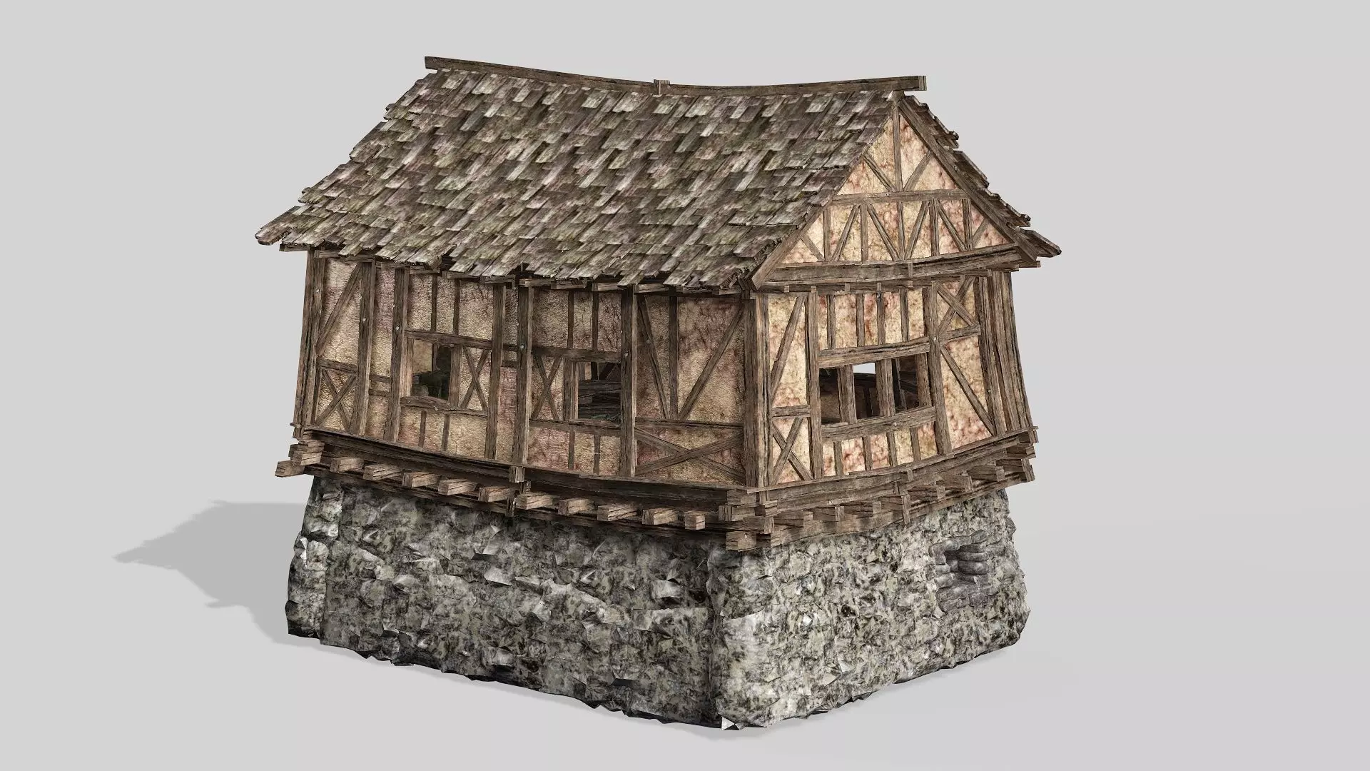 Thatch Hut House 09 For Games and Films 3D Model Low-poly 3D model_4