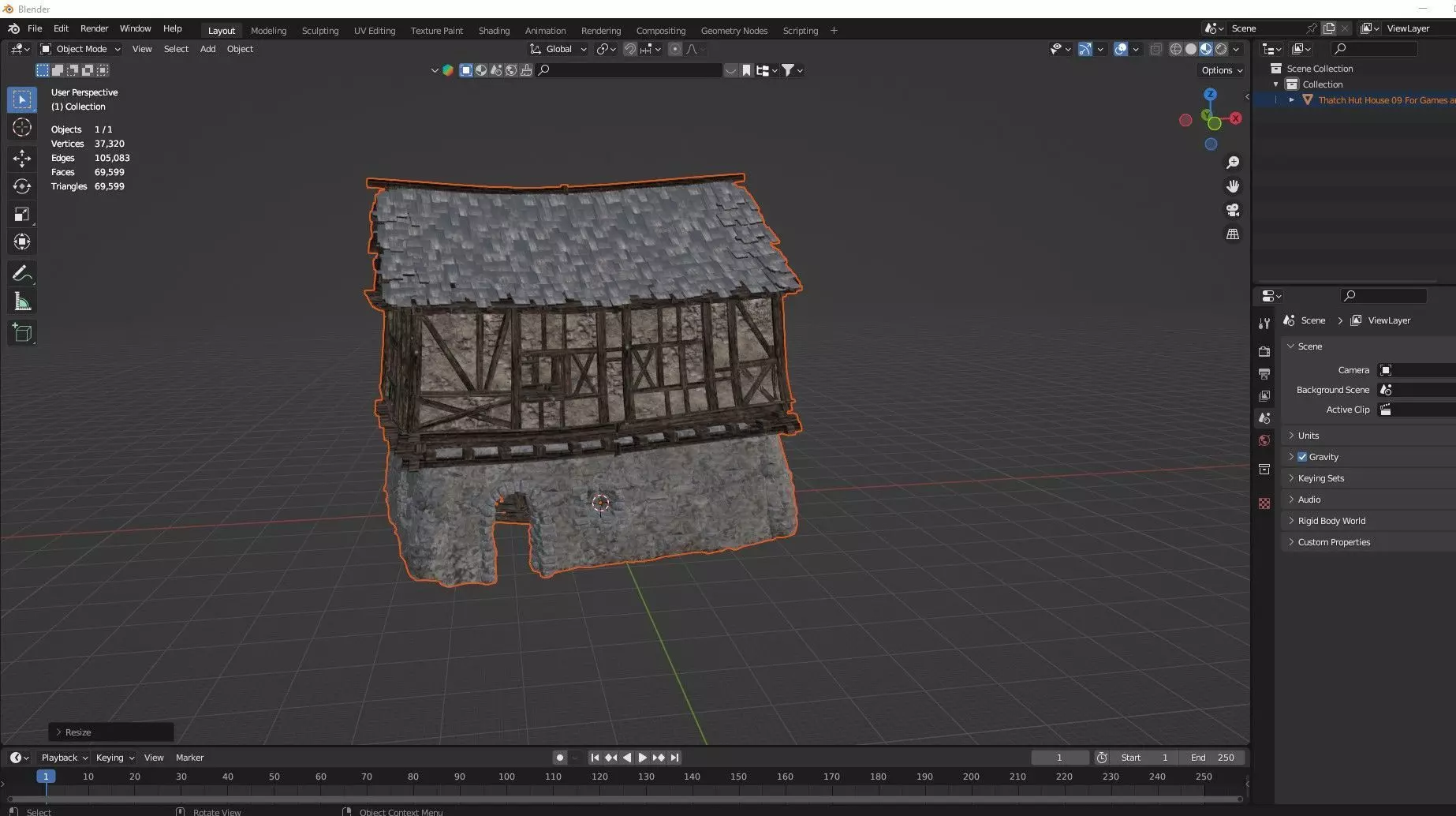 Thatch Hut House 09 For Games and Films 3D Model Low-poly 3D model_7