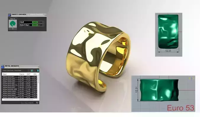 Minimalist Wide Cuff STL 3DM 3D gold Ring model gr0012