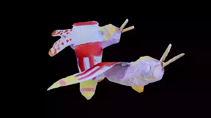 Paper mache kids art and craft painted bird 3d prop model 3D model