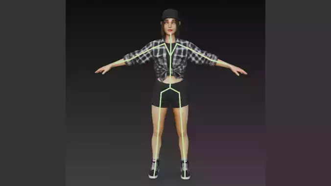Rigged woman T Pose 3d Model