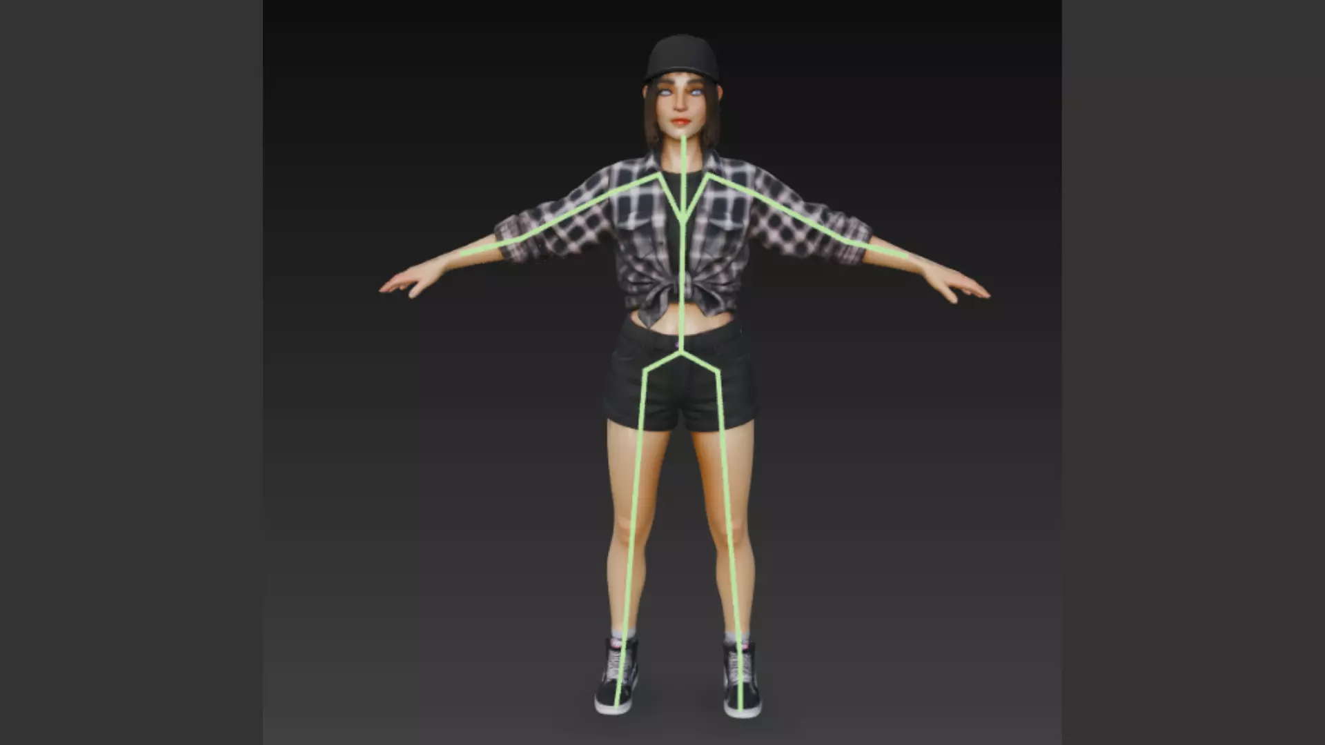 Rigged woman T Pose 3d Model Low-poly 3D model_0
