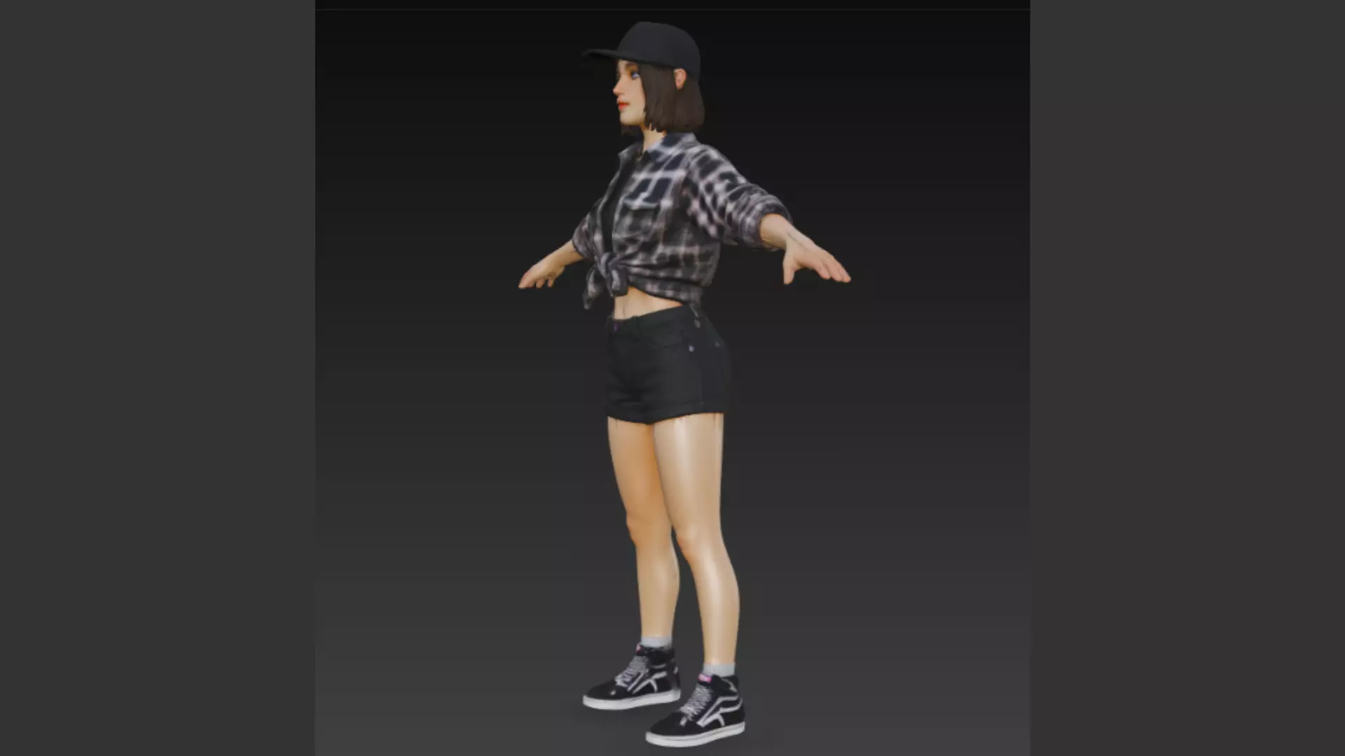 Rigged woman T Pose 3d Model Low-poly 3D model_2