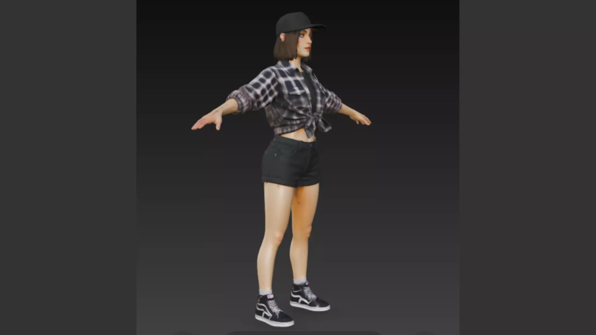 Rigged woman T Pose 3d Model Low-poly 3D model_1