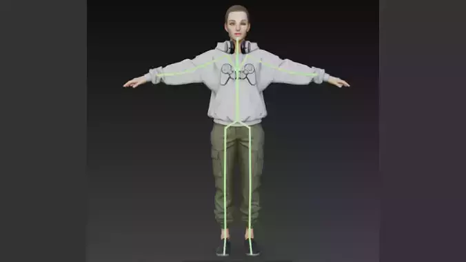 Rigged woman T Pose 3d Model