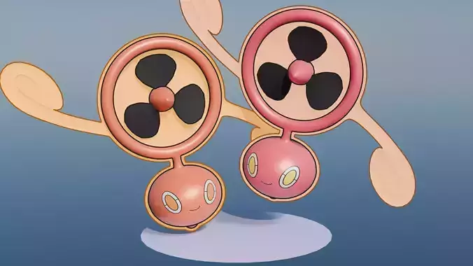 Pokemon Rotom Fan Form and Shiny version  3D model