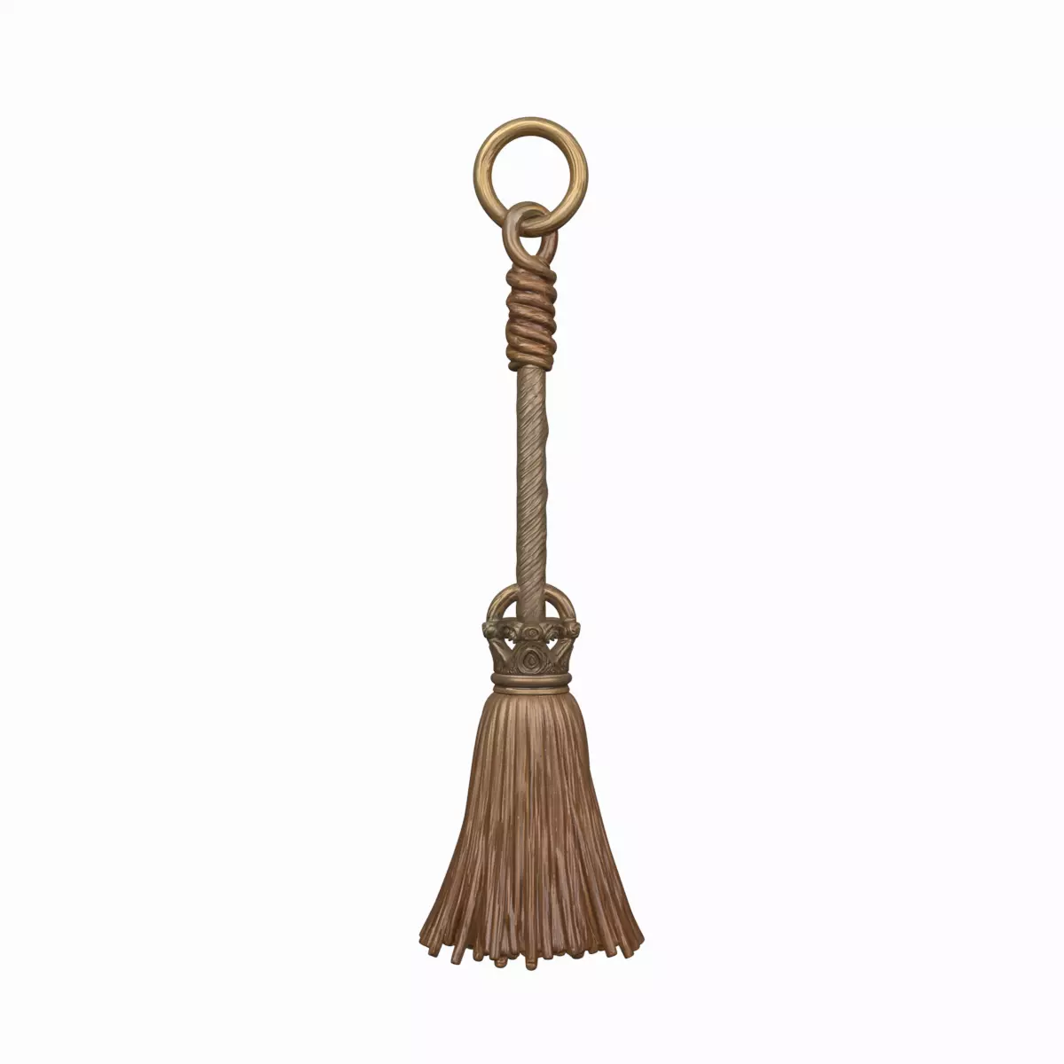 Exquisite 3D Witch Broom Charm Metal Keychain 3D model