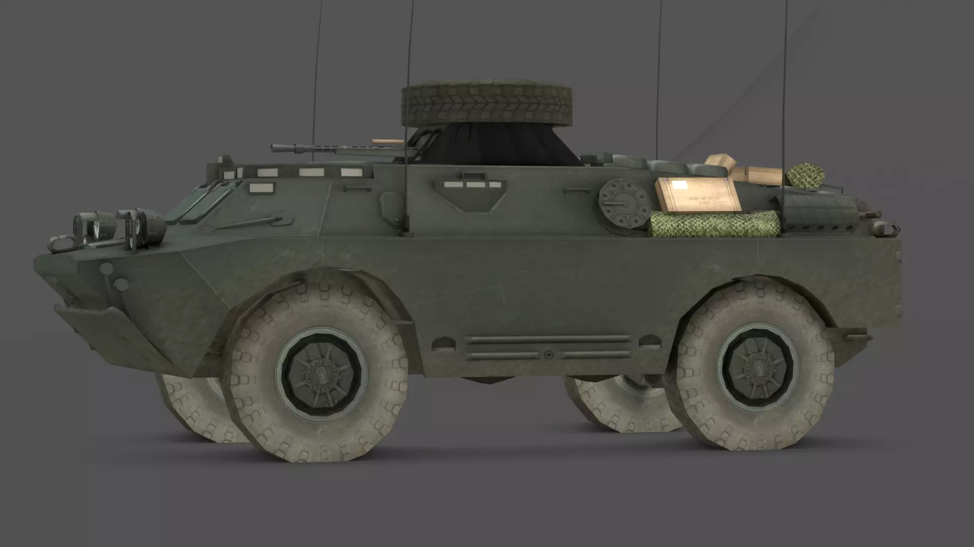 BRDM 2 Scout Vehicle Low-poly 3D model_6