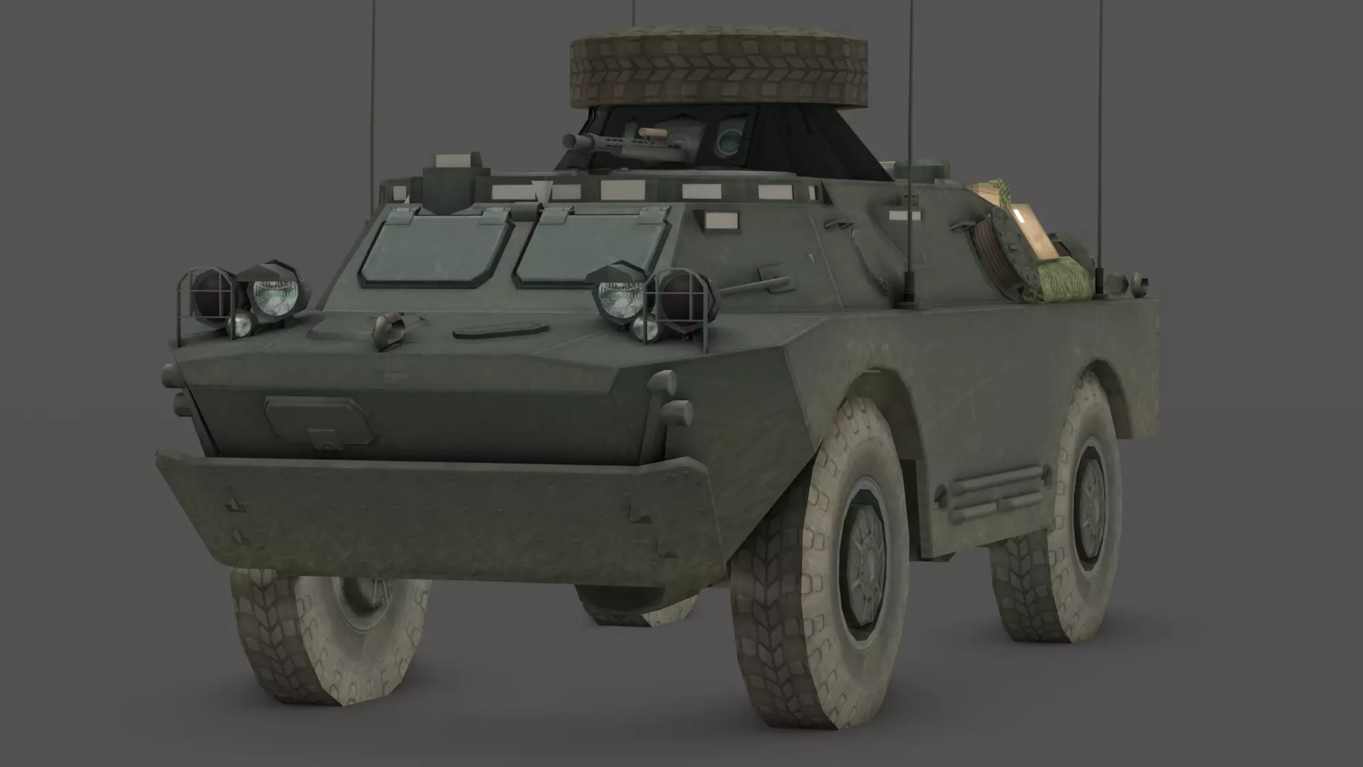 BRDM 2 Scout Vehicle Low-poly 3D model_5