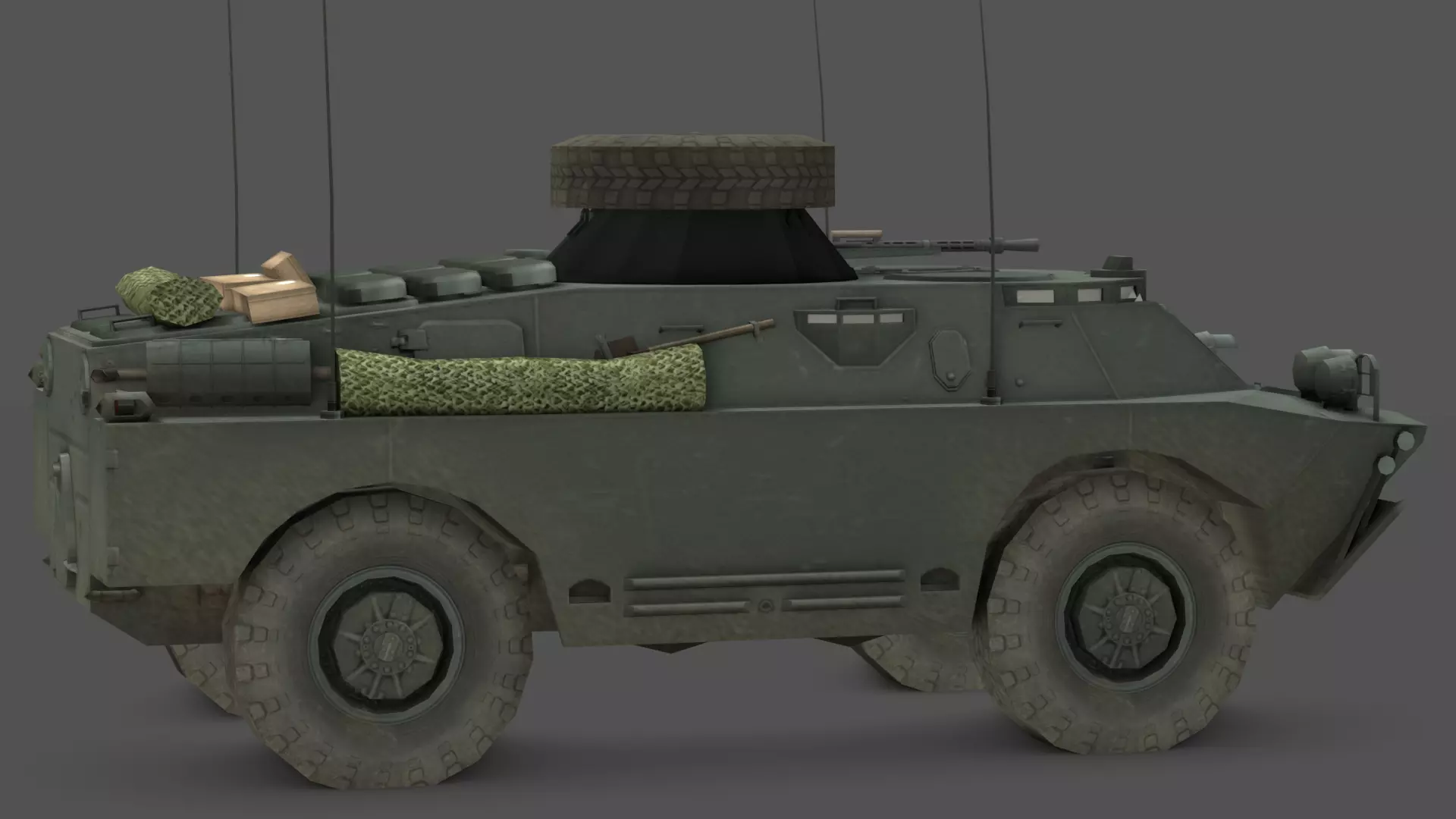 BRDM 2 Scout Vehicle Low-poly 3D model_9