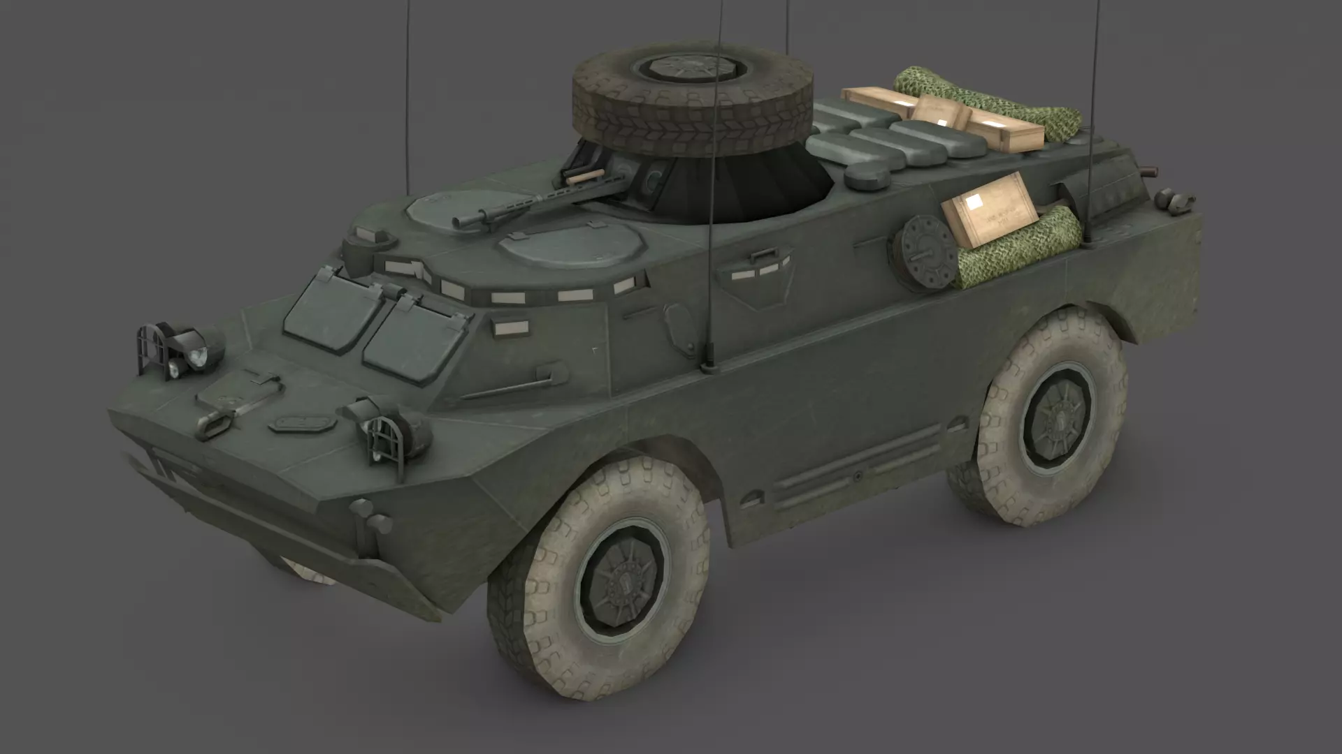 BRDM 2 Scout Vehicle Low-poly 3D model_0