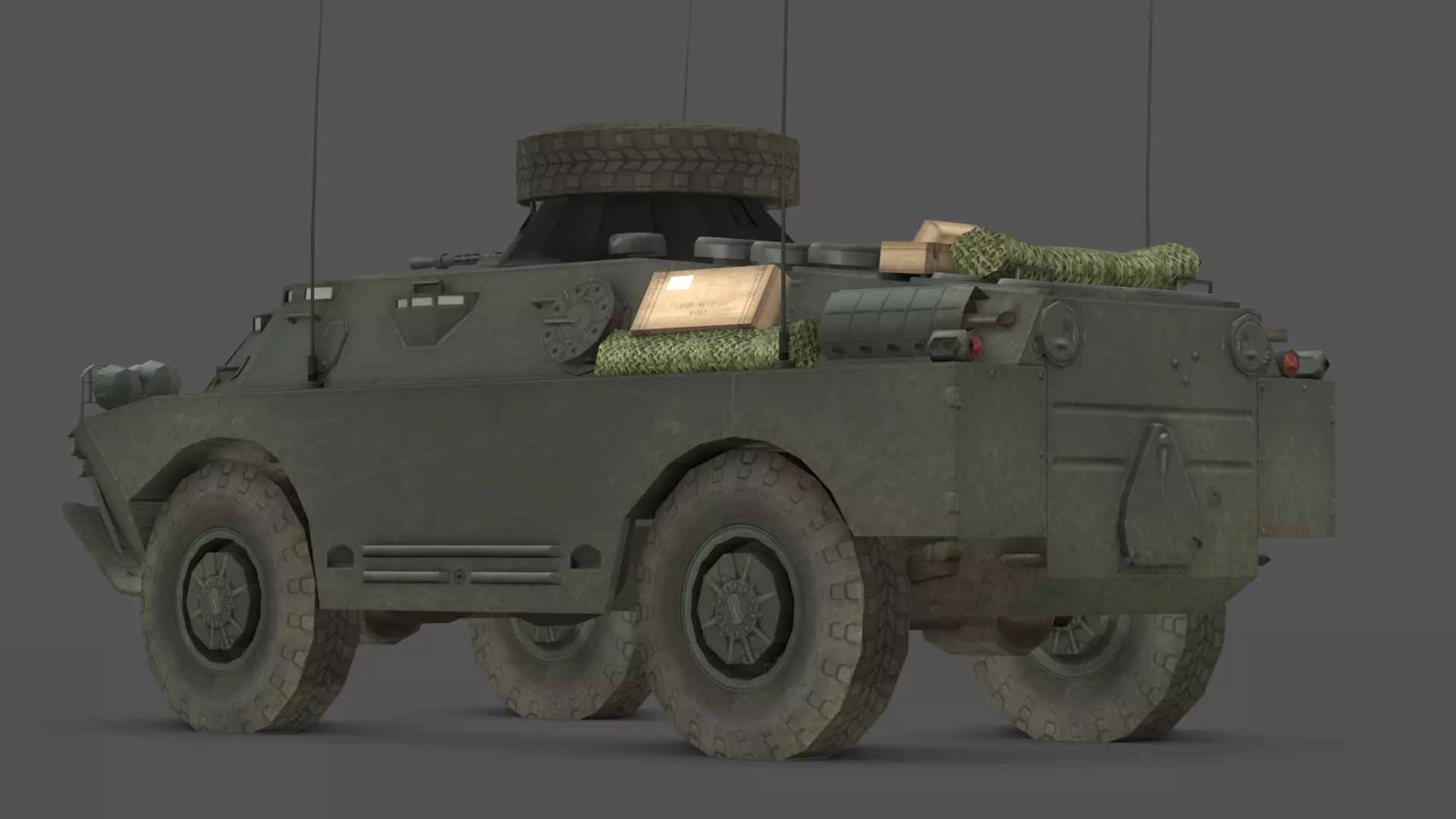 BRDM 2 Scout Vehicle Low-poly 3D model_3