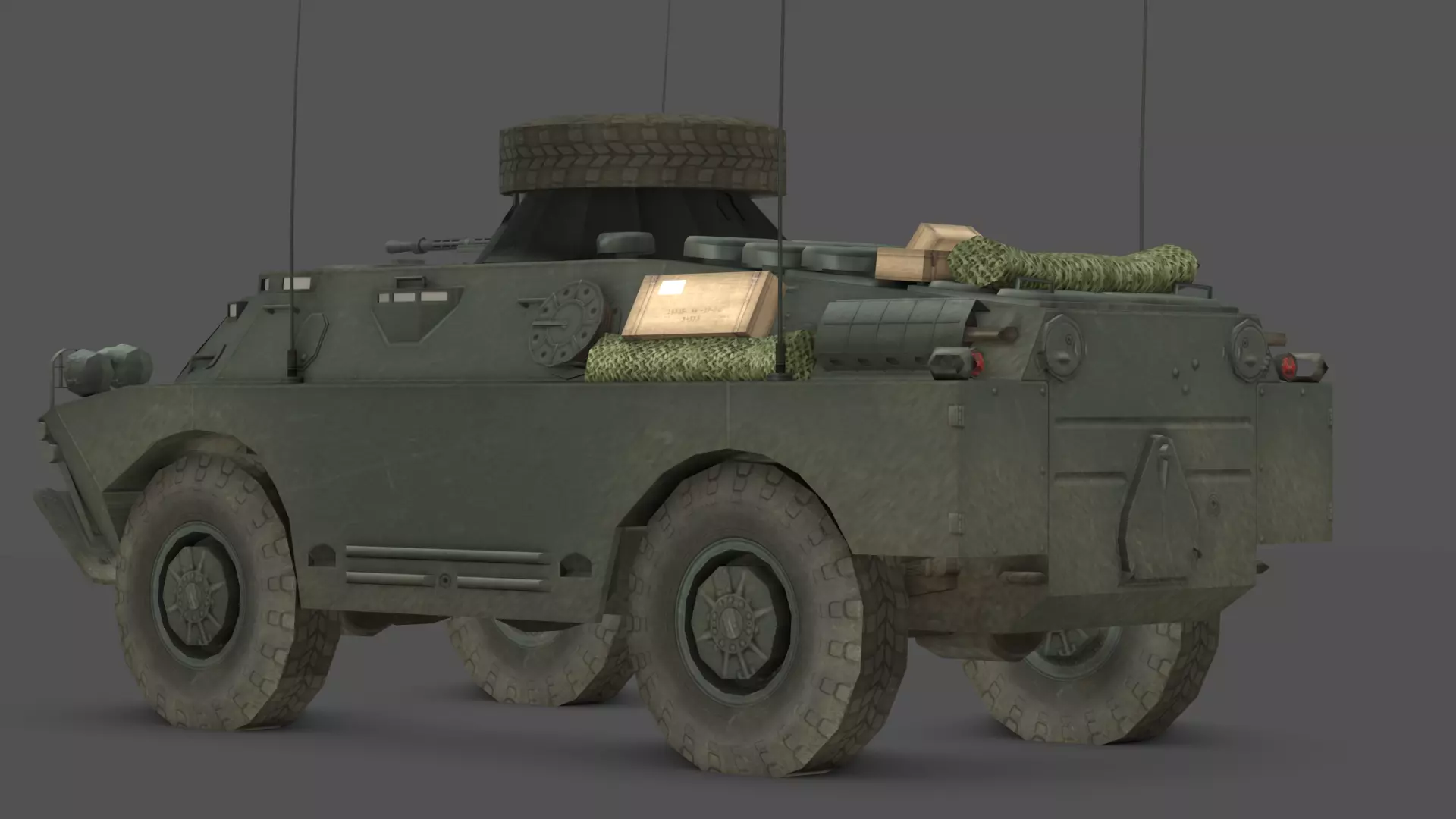 BRDM 2 Scout Vehicle Low-poly 3D model_7