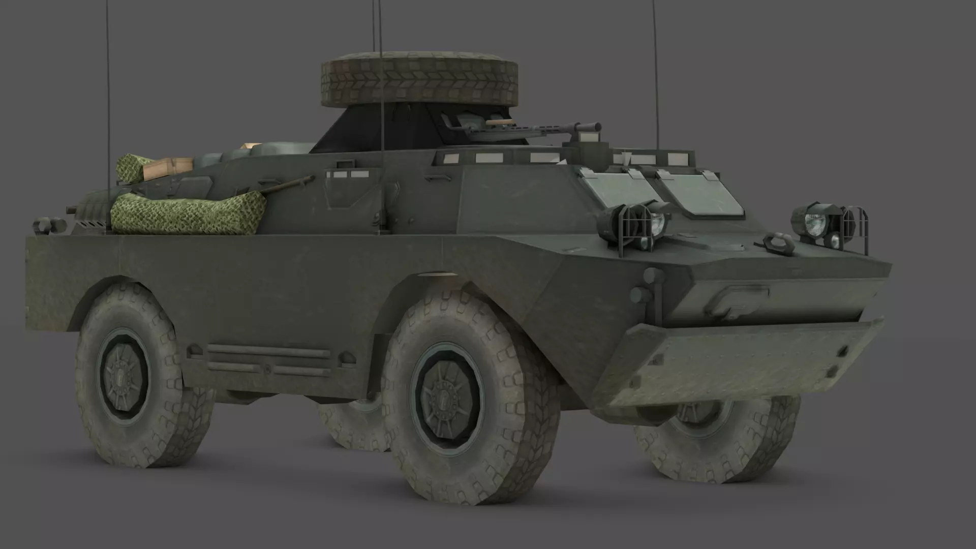 BRDM 2 Scout Vehicle Low-poly 3D model_10
