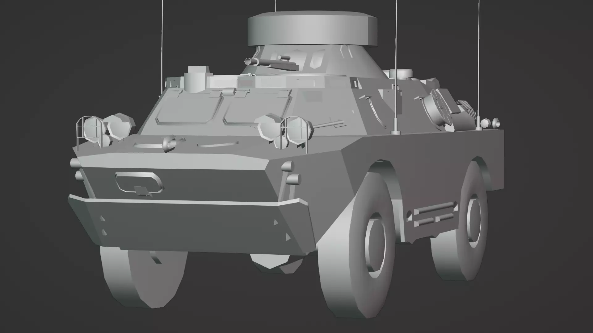 BRDM 2 Scout Vehicle Low-poly 3D model_16