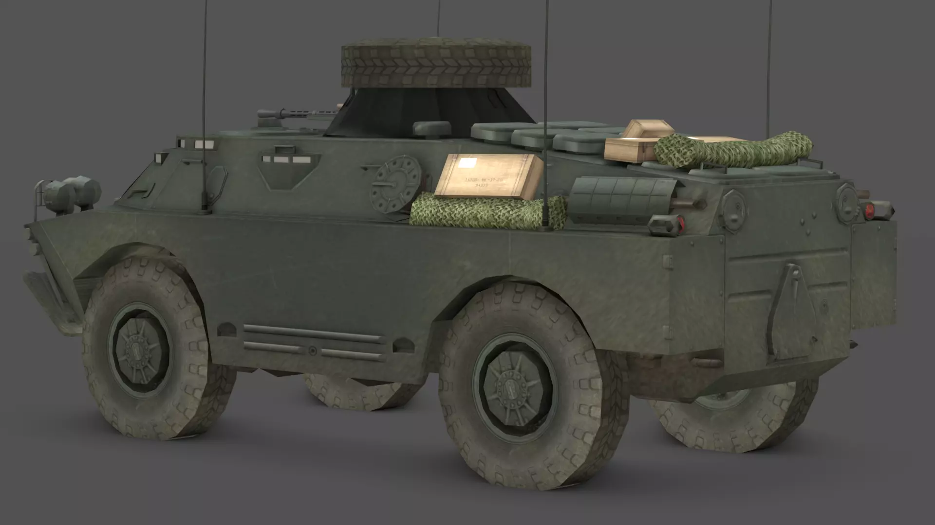 BRDM 2 Scout Vehicle Low-poly 3D model_2