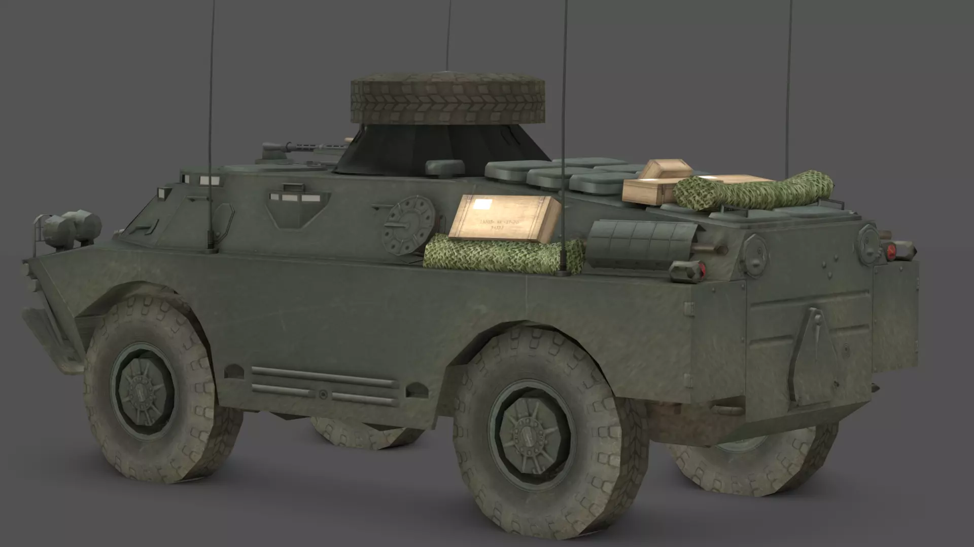BRDM 2 Scout Vehicle Low-poly 3D model_4
