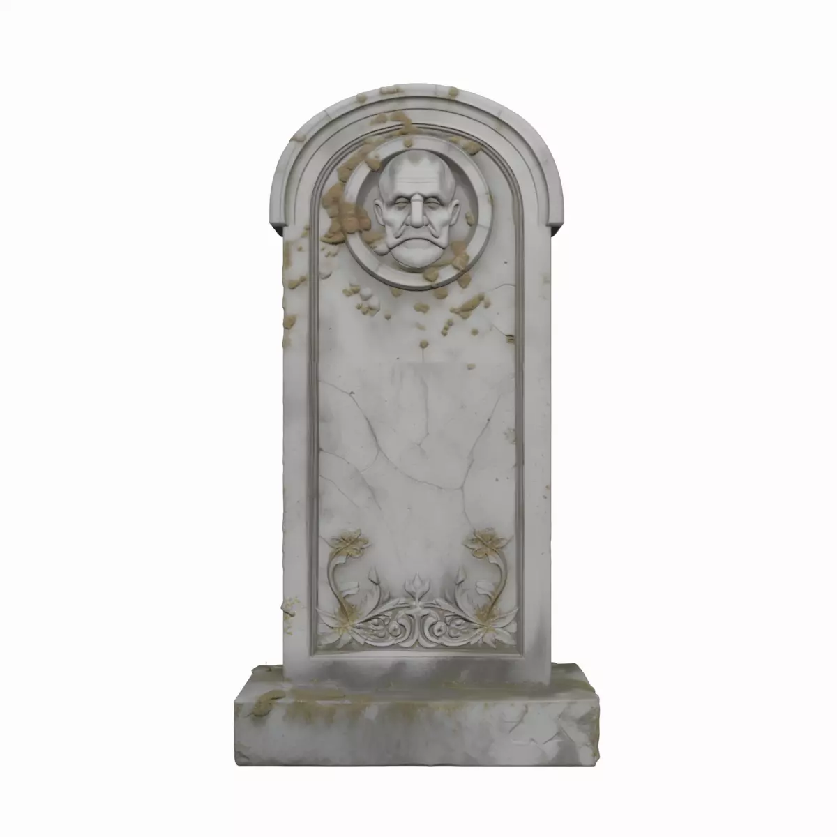Realistic 3D Foam Tombstone Model with Floral Cracks 3D model