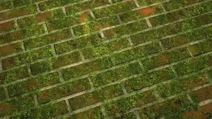 Mossy Brick Wall 8K PBR Texture Texture