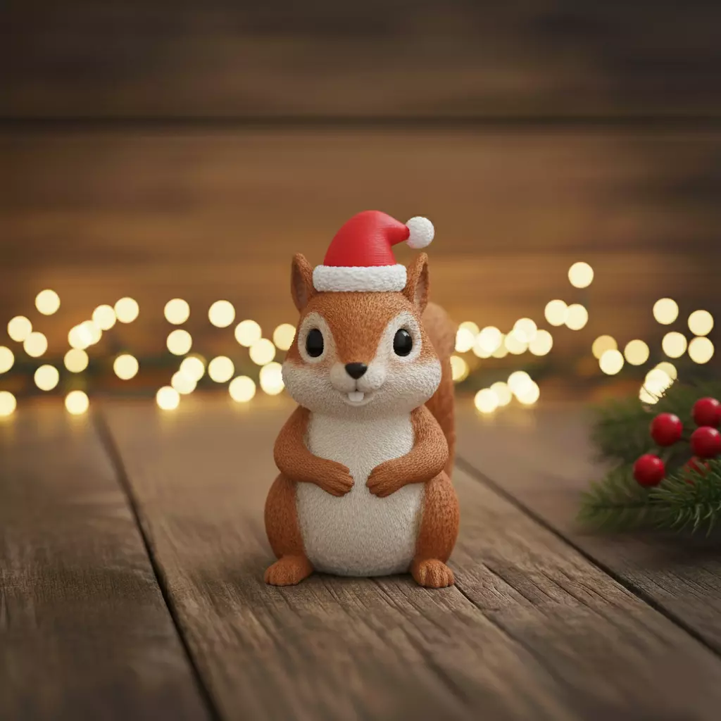 Christmas Squirrel Figurine 3D print model_0