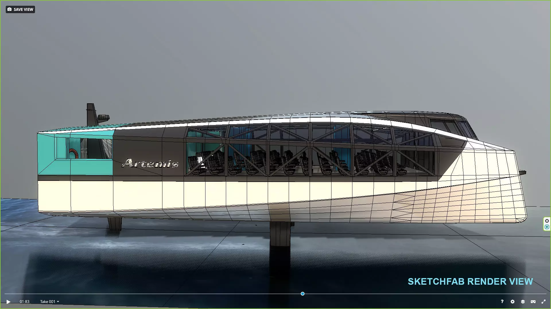 Artemis hydrofoil electric ship Low-poly 3D model_15