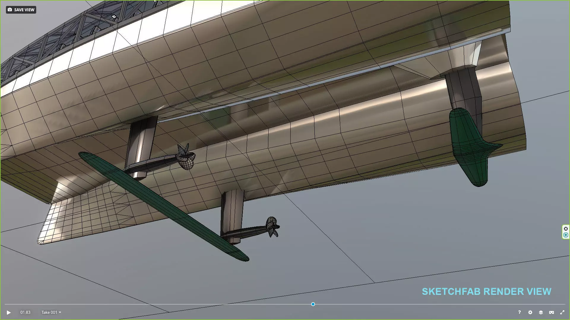 Artemis hydrofoil electric ship Low-poly 3D model_16