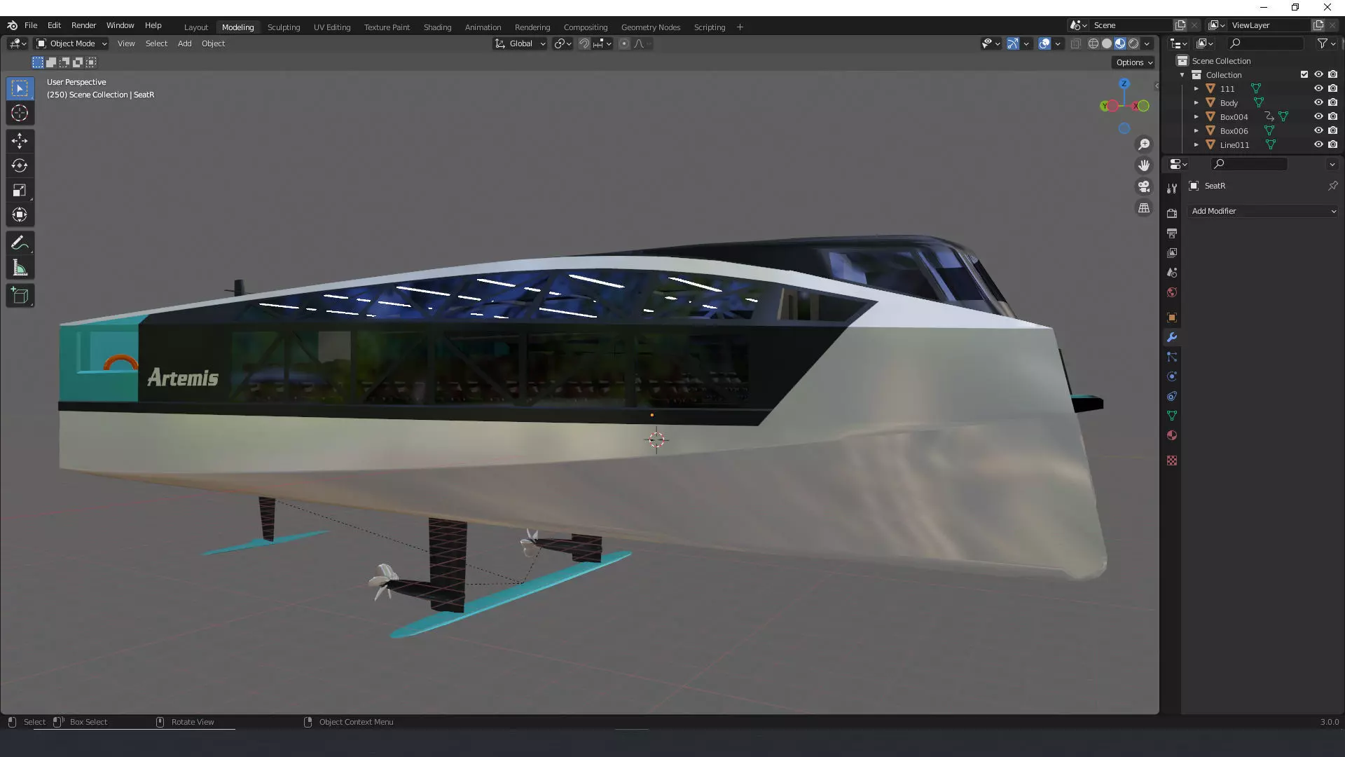 Artemis hydrofoil electric ship Low-poly 3D model_18