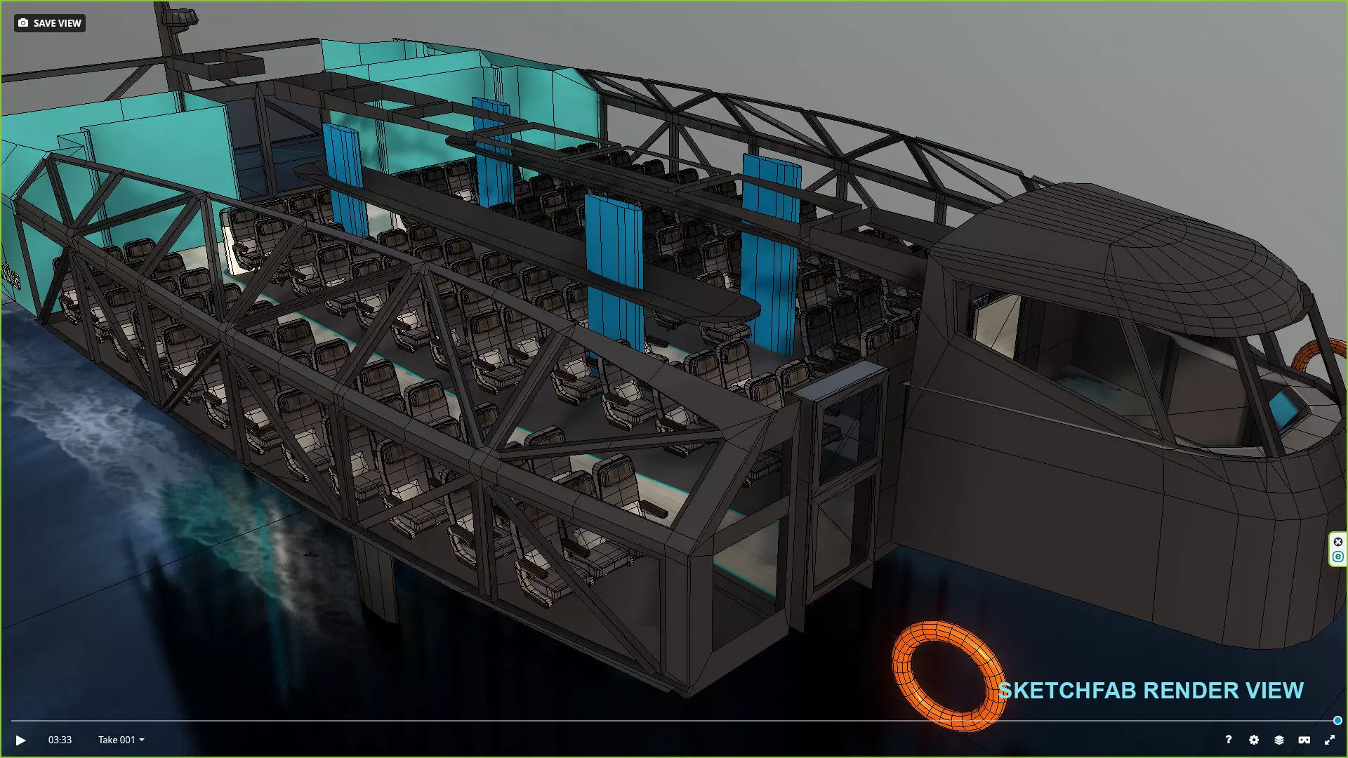 Artemis hydrofoil electric ship Low-poly 3D model_9