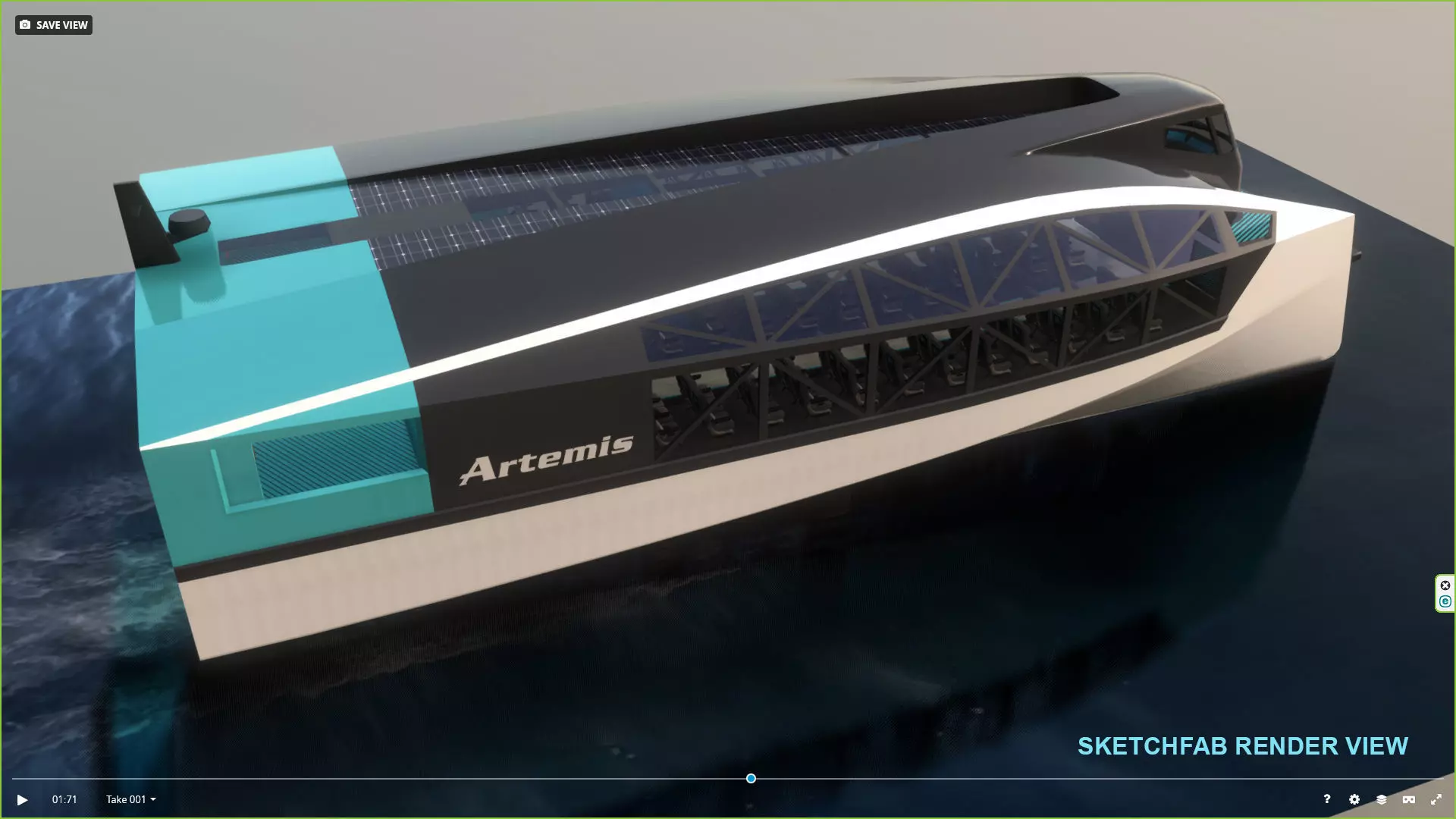 Artemis hydrofoil electric ship Low-poly 3D model_2