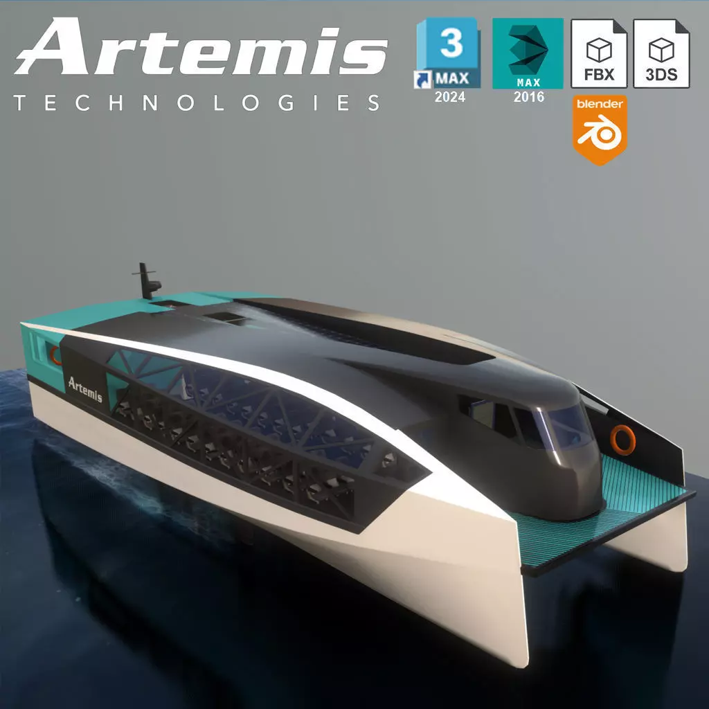 Artemis hydrofoil electric ship Low-poly 3D model_0