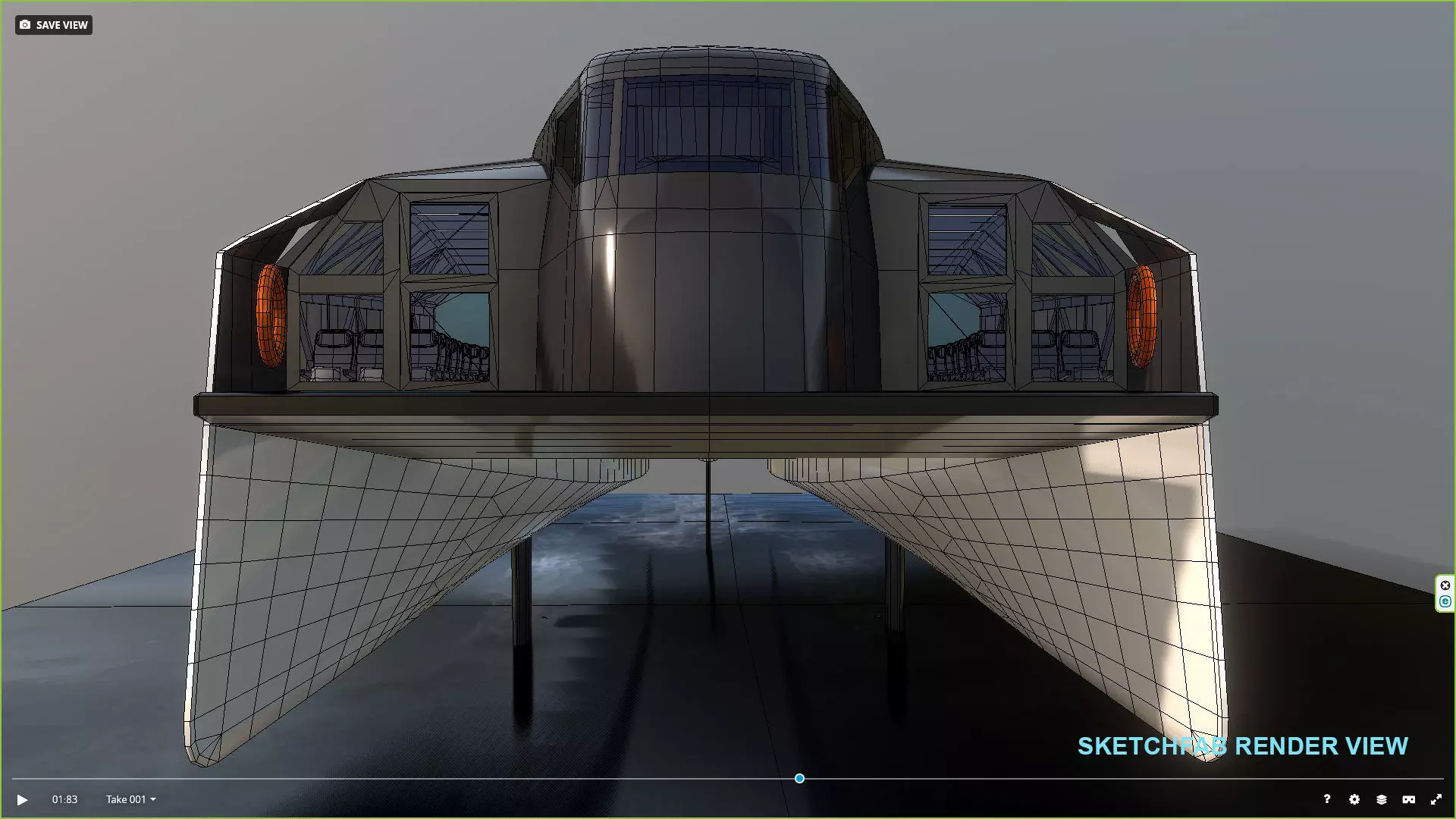 Artemis hydrofoil electric ship Low-poly 3D model_17