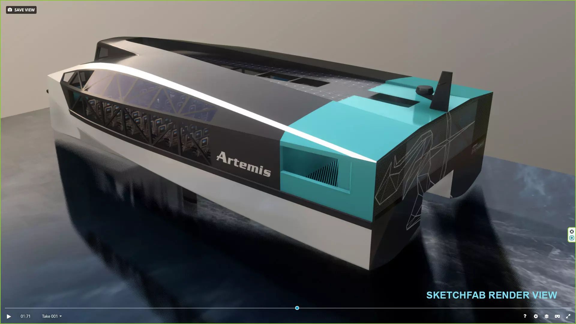 Artemis hydrofoil electric ship Low-poly 3D model_3